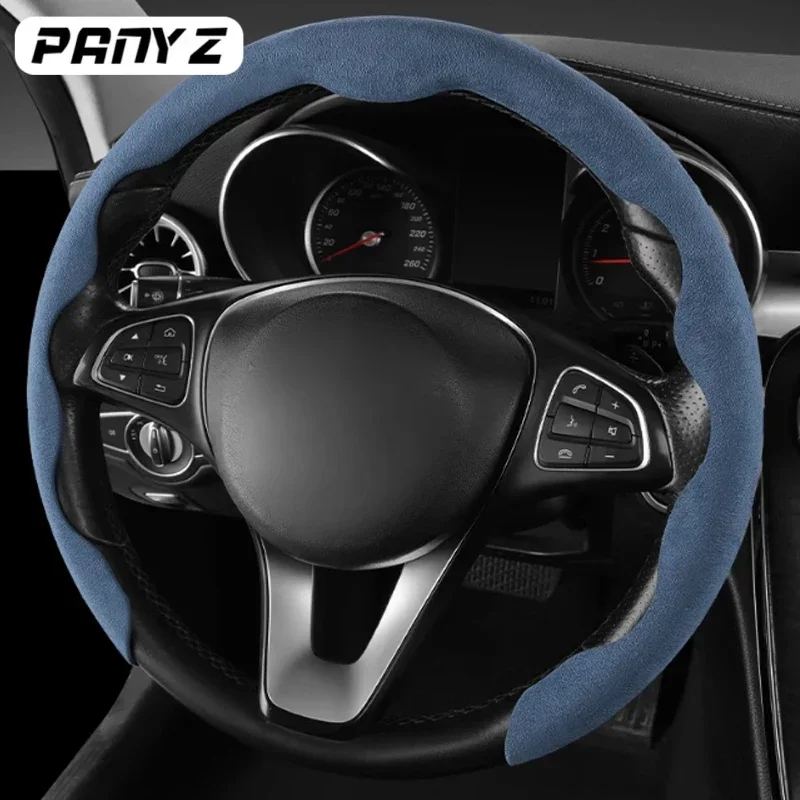 Фото Новый замшевый чехол на руль автомобиля, универсальный чехол для Skoda Octavia Fabia Rapid Superb Kodiaq Scala Karoq Citigo Kamiq №3