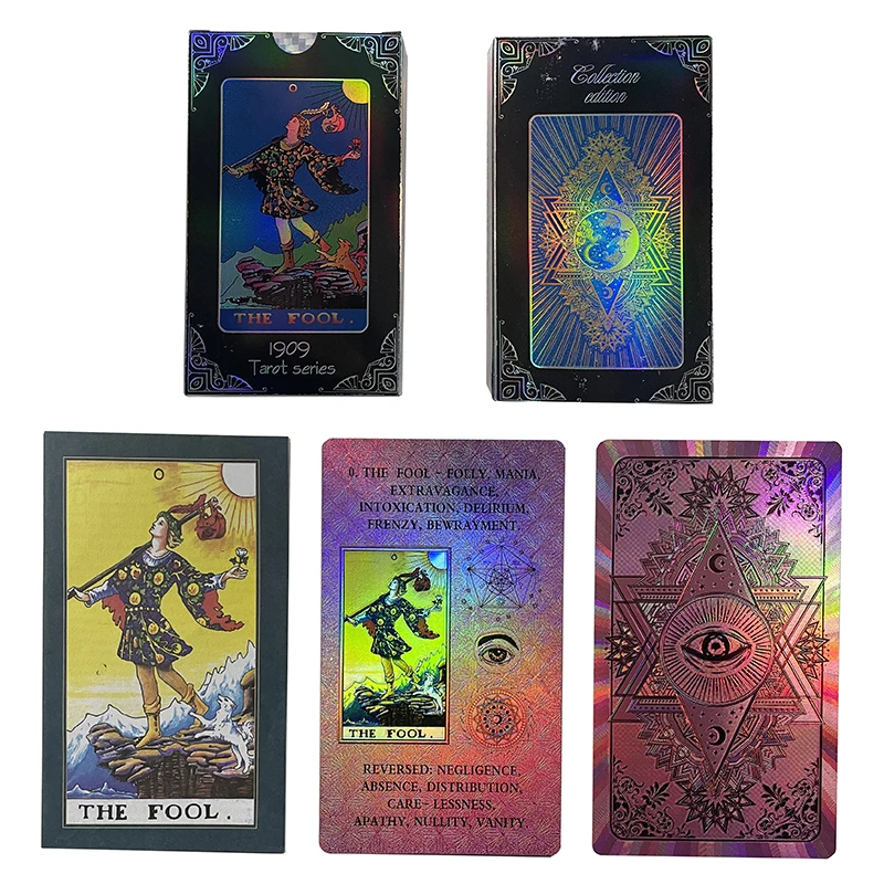 

Paper Manual Luxury Gold Foil Tarot Brand Bronzing PVC Waterproof Wear-resistant Board Game Card Divination Oracle
