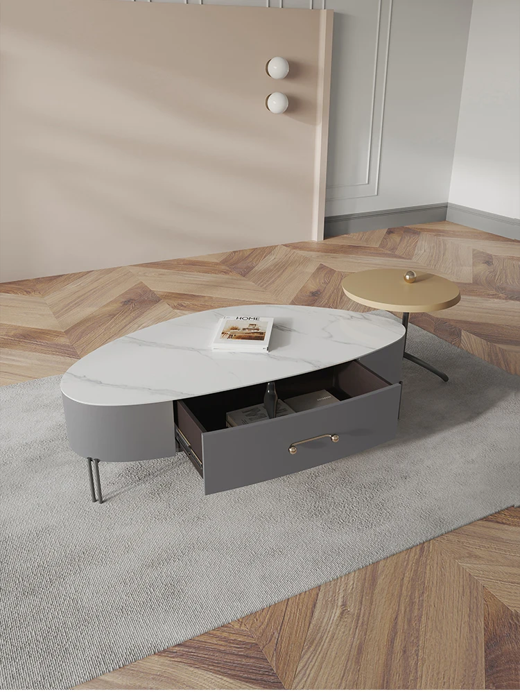 

Современная простая каменная тарелка, чайный столик для гостиной, семейный светлый роскошный маленький семейный чайный столик, минималист...