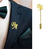 letter pins brooches for women stainless steel long needle brooch personalized name pin for men high quality clothing jewelry
