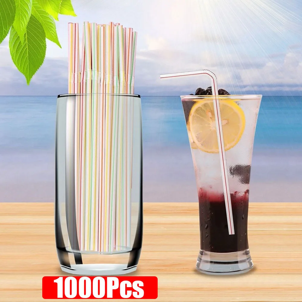 

Rainbow Disposable Straws Flexible Drinking Straws Plastic Curved Bendable Drink Tube Reusable Straw Wedding Party Accessories