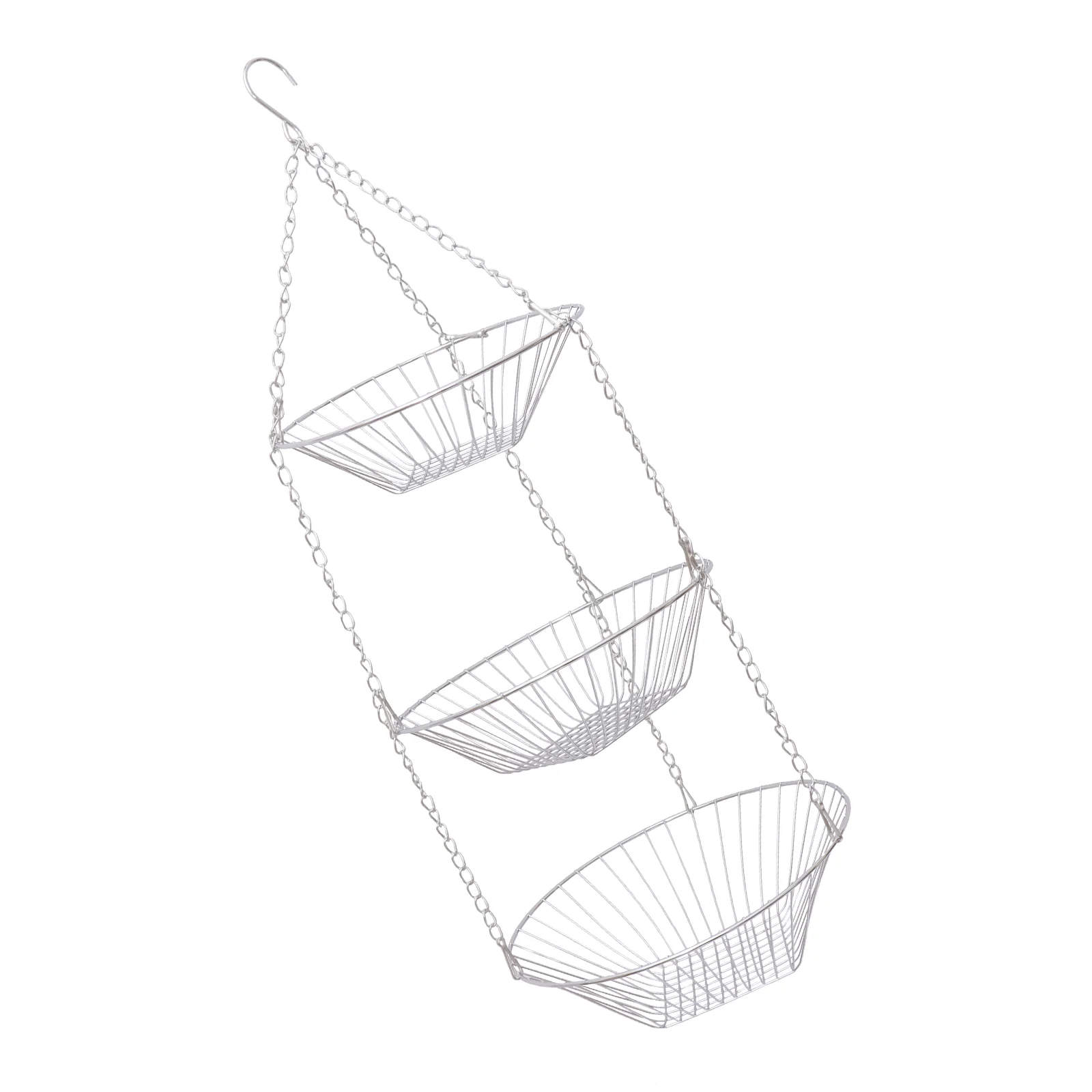 

Hanging Fruit Basket Baskets Kitchen Wire Vegetable Tier Display Bowl Arrangement Ceiling Flower Three Holders Pots Garden