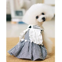 pet dog clothes black white plaid with cute wing skirt dress puppy dog costumes coats 100cotton outerwear chihuahua teddy dress
