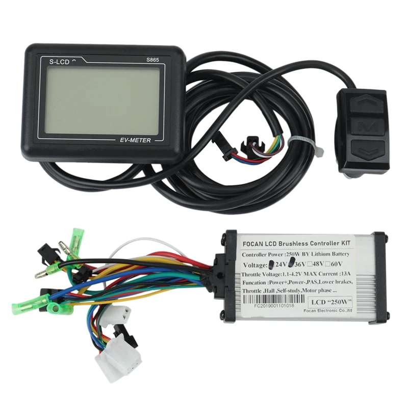 

250W ELectric Bike Scooter Controller with LCD S865 Display Speed for BLDC Motor Scooter E-Bike,24V-36V