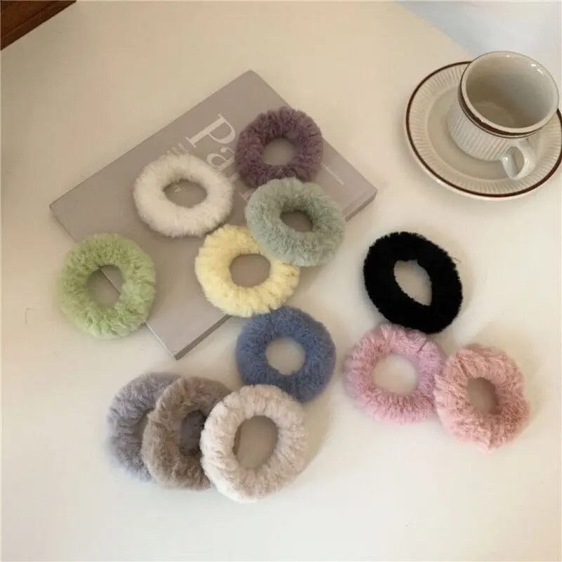 

Wholesale Plush Solid Color Simple Soft Elastic Hair Band For Girl Kids Cute Sweet Bun Ponytail Rubber Ties Fashion Accessories