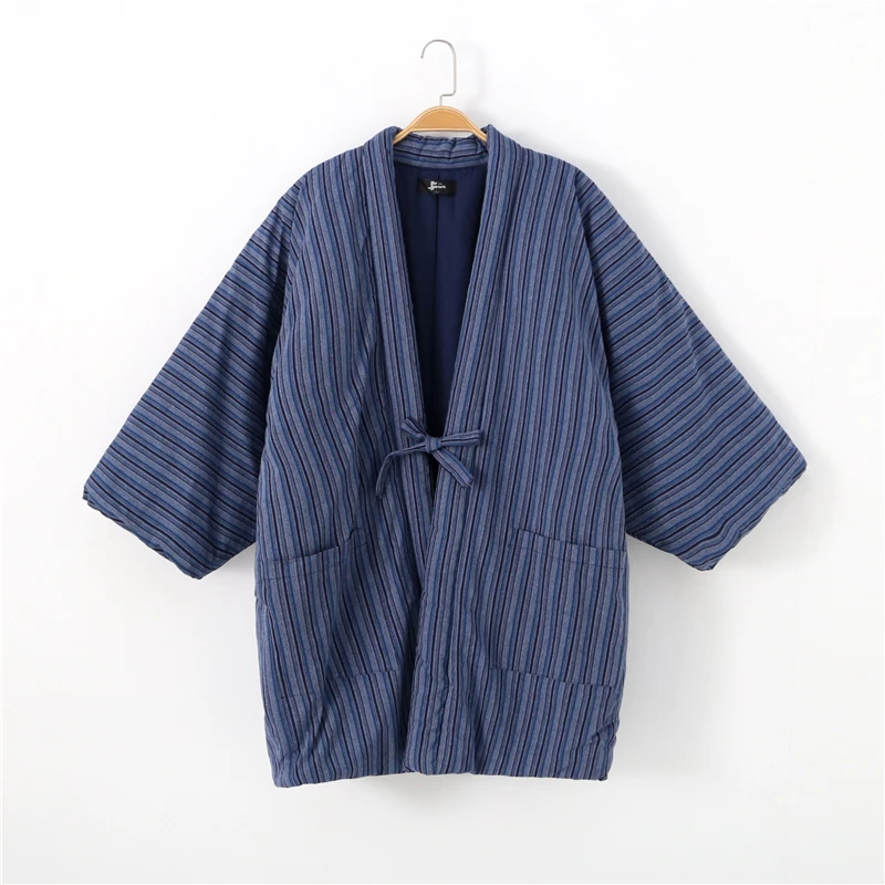 Зимняя мужская куртка Hanten кимоно в японском стиле кардиган мягкая Домашняя