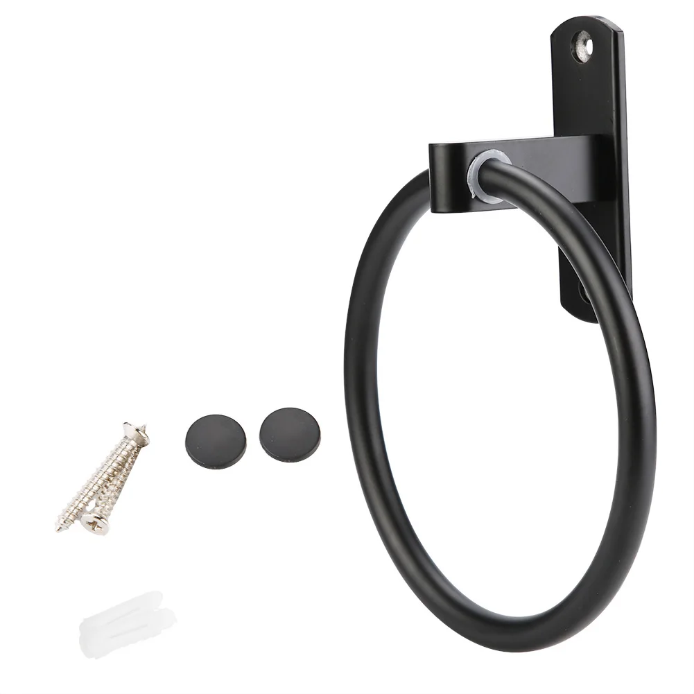 

Euro Antique Style 16cm Diameter Black Paint Aluminum Towel Ring Holder for Bathroom WallTowel Ring
