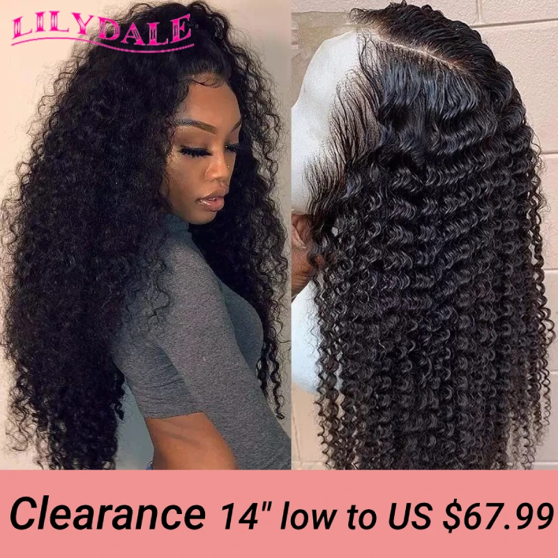 Lilydale Kinky Curly Lace Front Human Hair Wigs For Black Women 4x4 13x4 Lace Frontal Wig Pre Plucked With Baby Hair Glueless