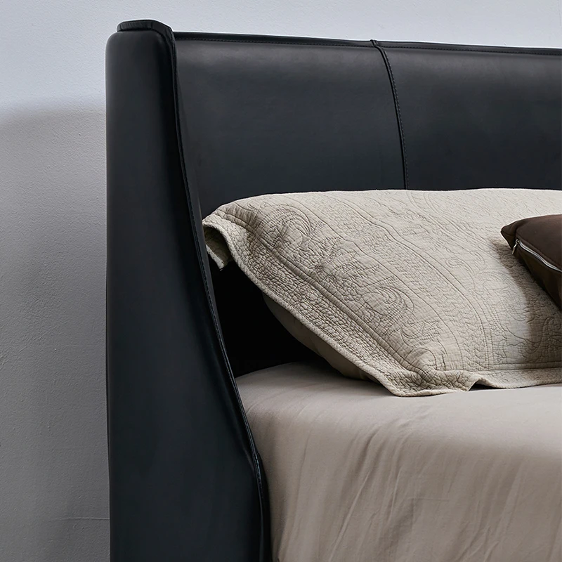 Эстетические кровати в скандинавском стиле роскошные кожаные минималистичные