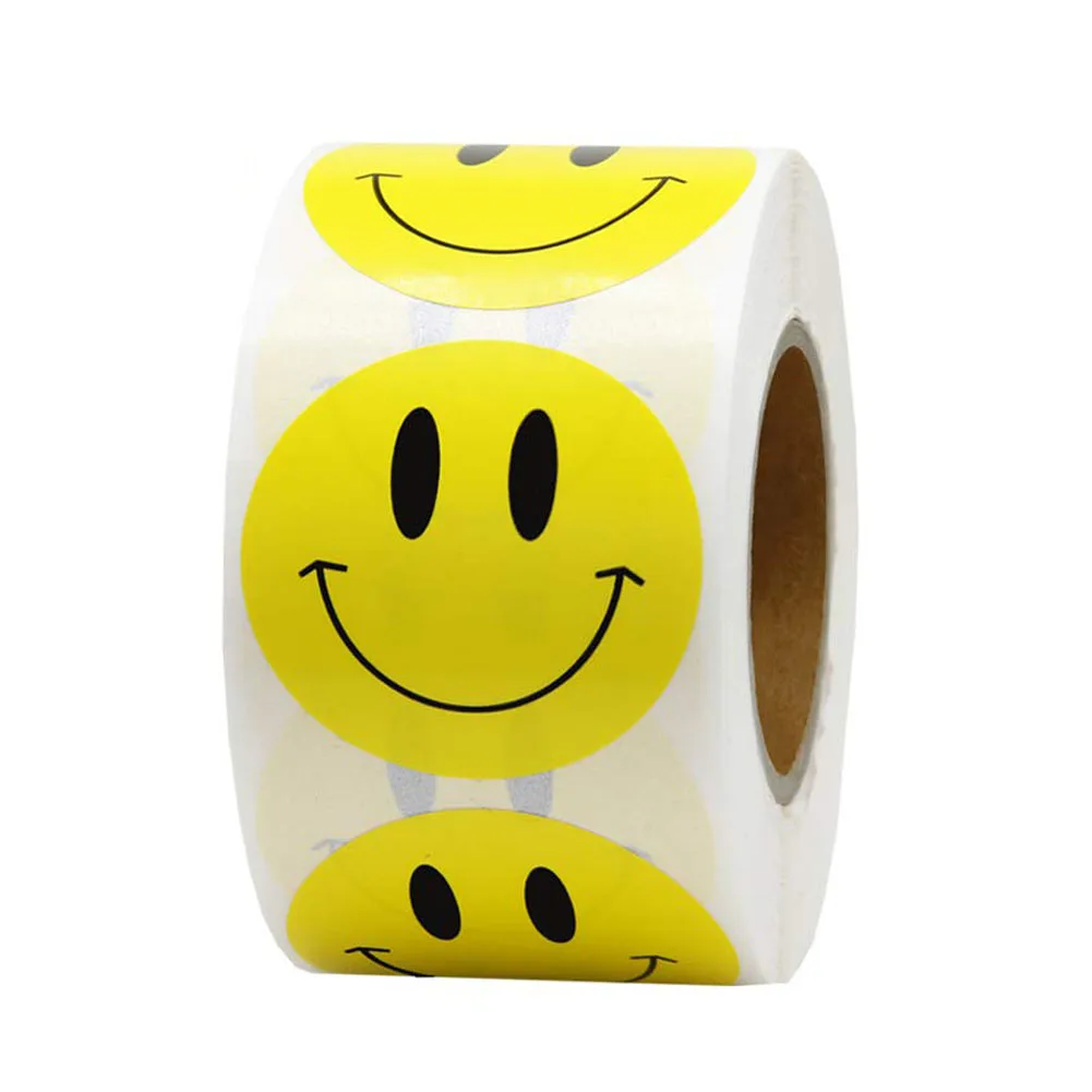

Наклейка со смайликом, 100-1000 шт., для детей, наградная наклейка, желтые точки, этикетки, счастливая улыбка, наклейка для лица, детские игрушки