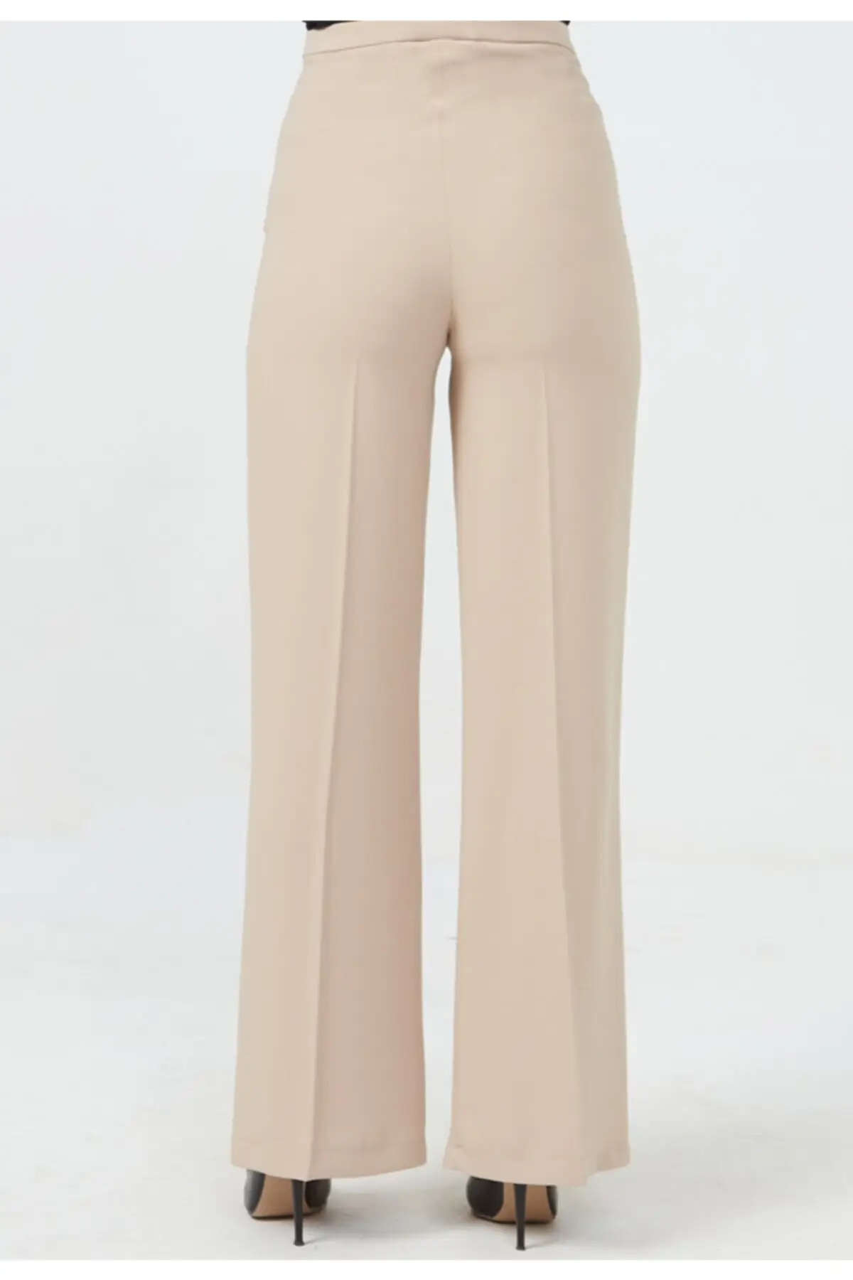 

Women's High Waist Wide Leg Pants Beige Women's Islamic Clothing Pants