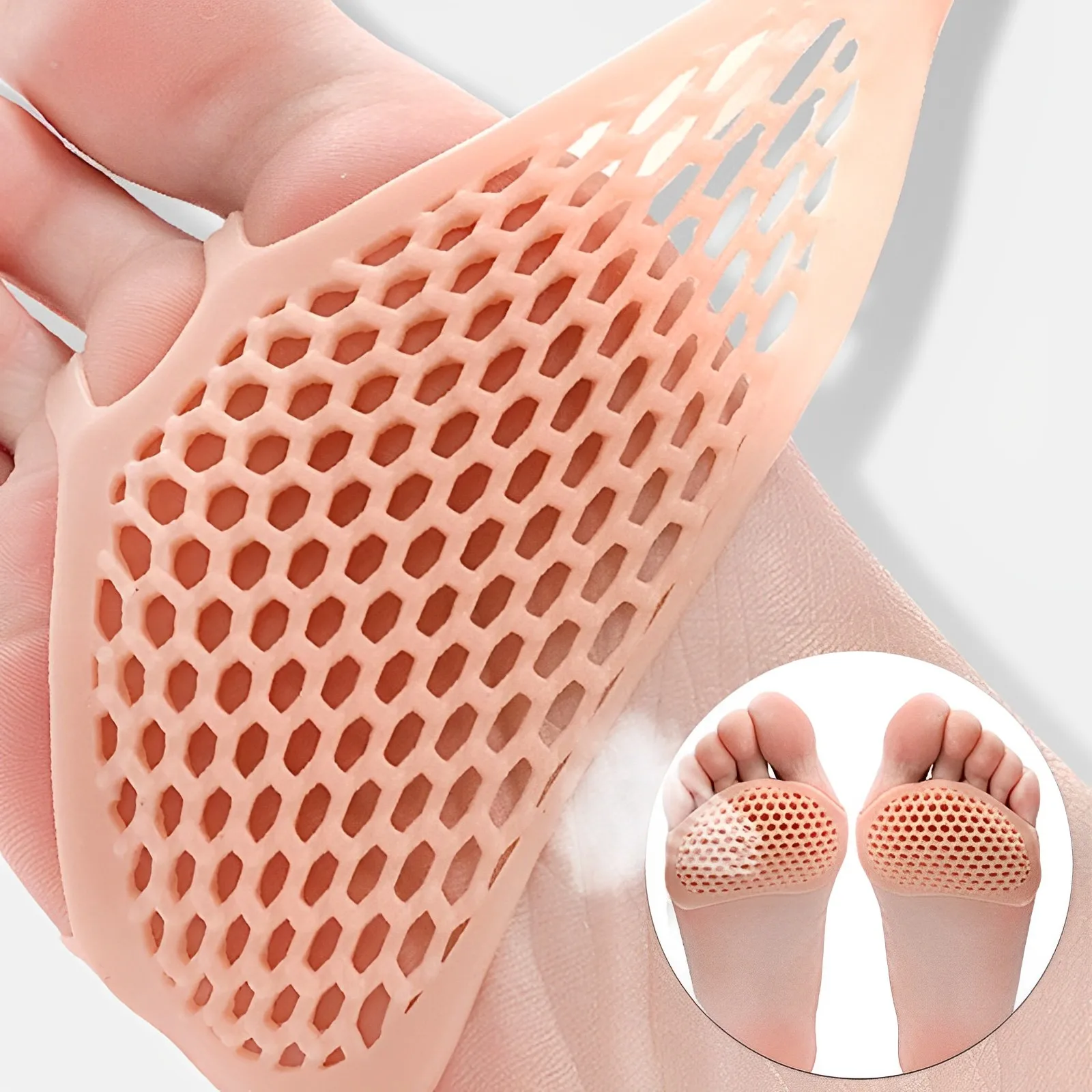 2PCS Foot Care Silicone Women High Heel Shoes Foot Blister Toes Insert Gel Insole Pain Relief Honeycomb Fabric Forefoot Pads