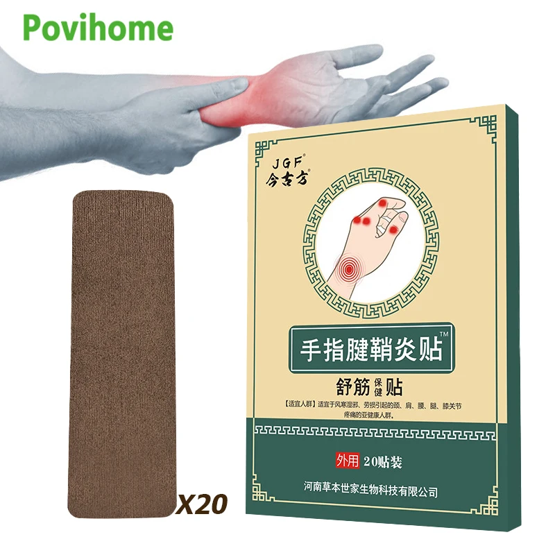 

20Pcs Square Finger Tendon Sheath Pain Patch Wrist Sprained Plaster Cyst Bulge Anti-Inflammatory Medicines Herbal Massage Paste