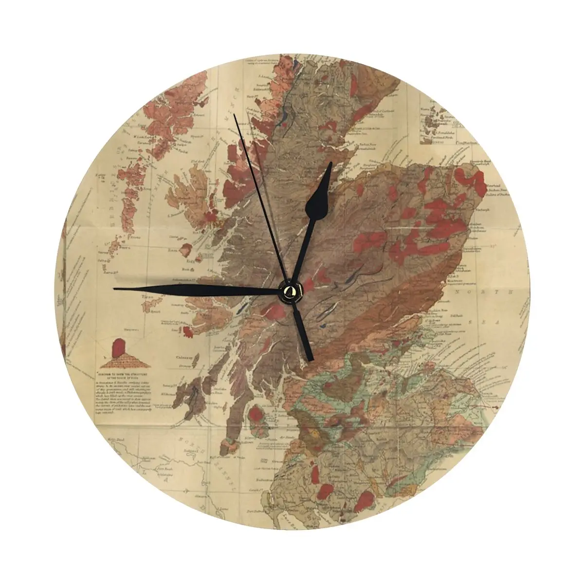 Винтажные геологические карты Шотландии настенные часы украшение комнаты