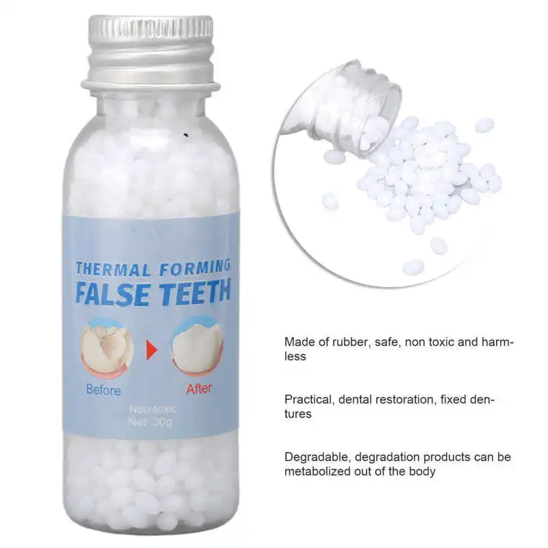 

30g Tooth Repair Glue Safe Material Simple Operation Dental Care Glue Kit for Dental Restoration Moldable Thermal Fitting Beads