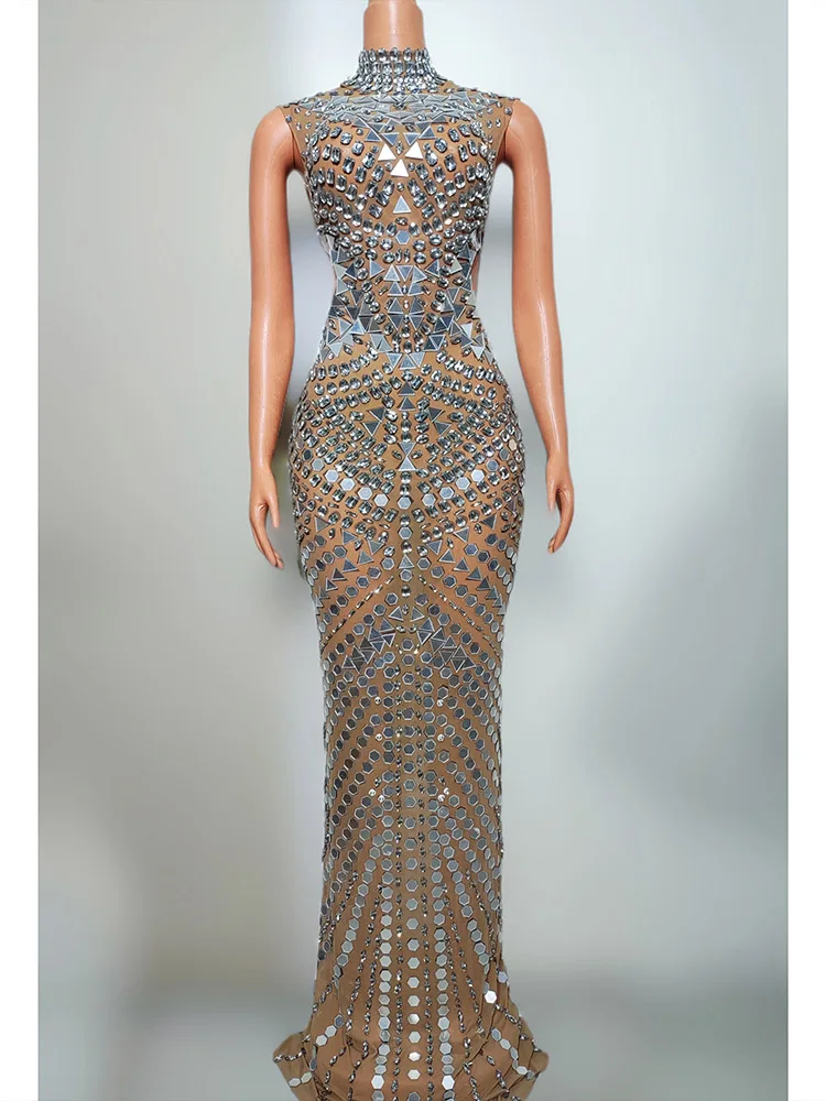 Женское эластичное облегающее платье с блестками 2024