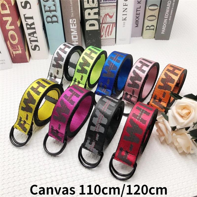 Ремень тканевый с надписью для мужчин и женщин модный пояс из сплава двойным