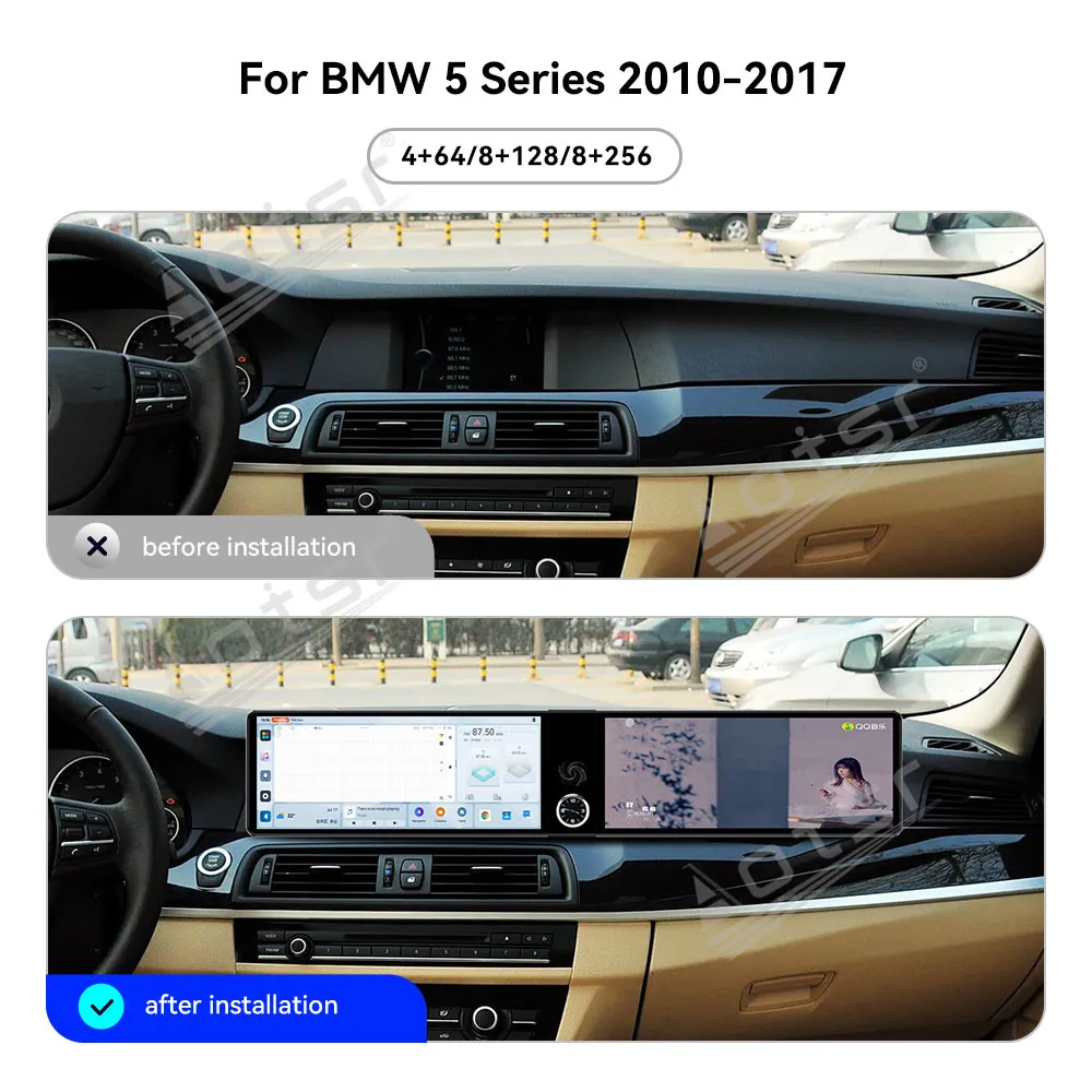 Фото Двойной 12,3 ‘’ Android 13 для BMW 5 серии CIC/NBT 2010-2017 GPS-навигация Carplay Автомобильный радиоприемник HD Сенсорный экран Стерео Авто №4