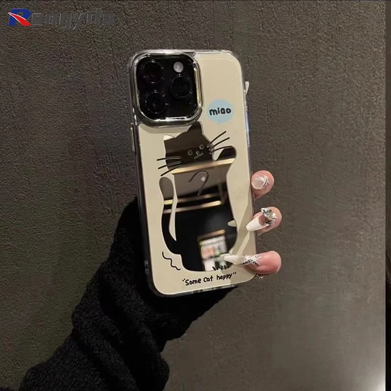 Чехол для телефона Cute Mirror Cat Vivo Y20i Y20T Y20A Y20S Y18E Y17S Y16 Y15 Y12 Y12S Y12A Y11 Y11S Y03 Y02T Y02S Soft Cover