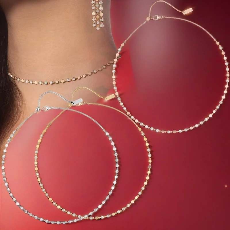 Элегантное оригинальное ожерелье D.VIBES SM из белого золота с бриллиантами