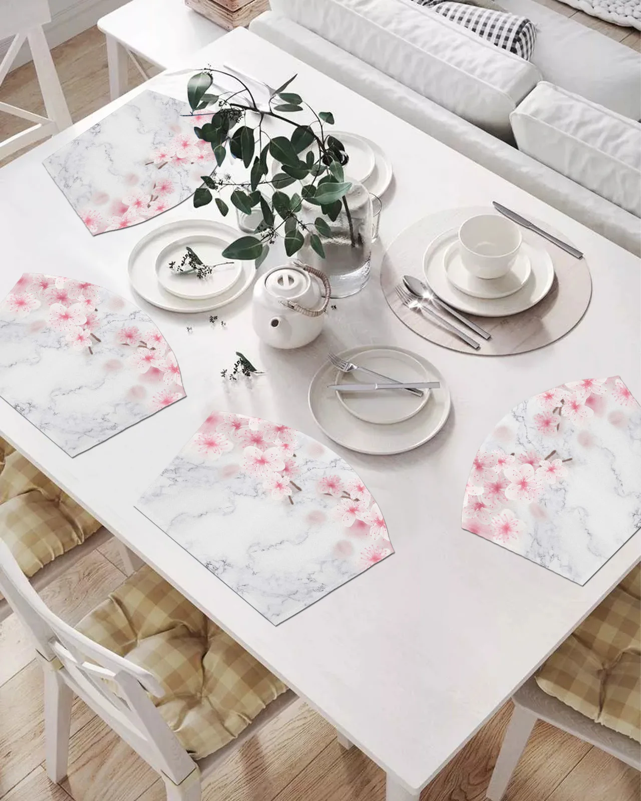 

2/4/6 шт. набор подставок в форме веера мраморные персиковые розовые цветы коврики для стола подставка миска коврик Рождественский домашний д...
