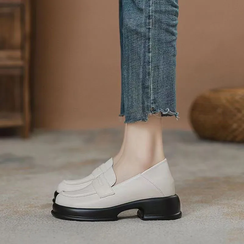 

Womens Loafers Shoes Oxfords Female Footwear Round Toe Black Flats British Style Clogs Platform Casual Sneaker Soft Mixed Colors