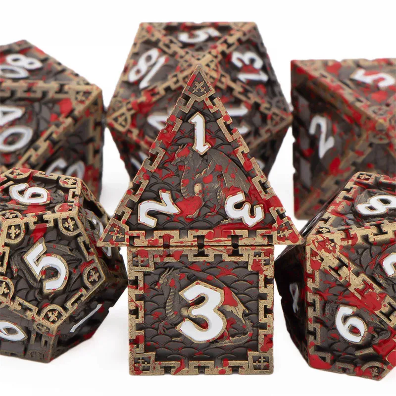 

KERWELLI Dnd Metal Dice Set Blood Dungeon And Dragon D&d D20 D12 D10 D% D8 D6 D4 RPG Role Playing Polyhedral Dice