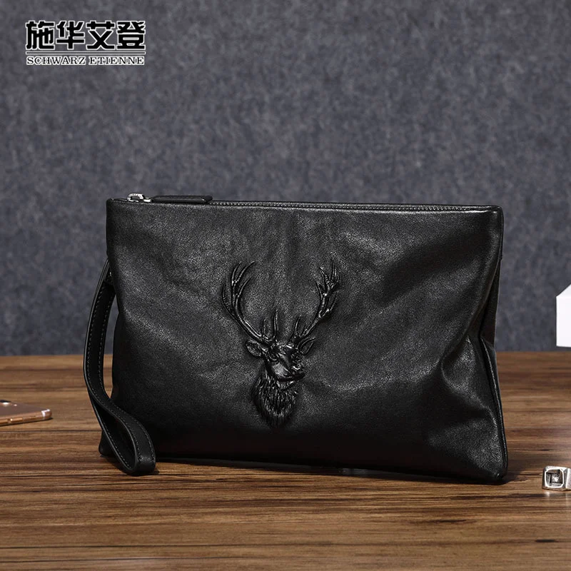 genuine  luxury Genuine leather men's bag, business and leisure, envelope fashion large capacity h purse