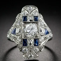 hoyon s925 sterling silver color ladies diamond style ring exquisite anillos sapphire light luxury topaz ring patterned hollow