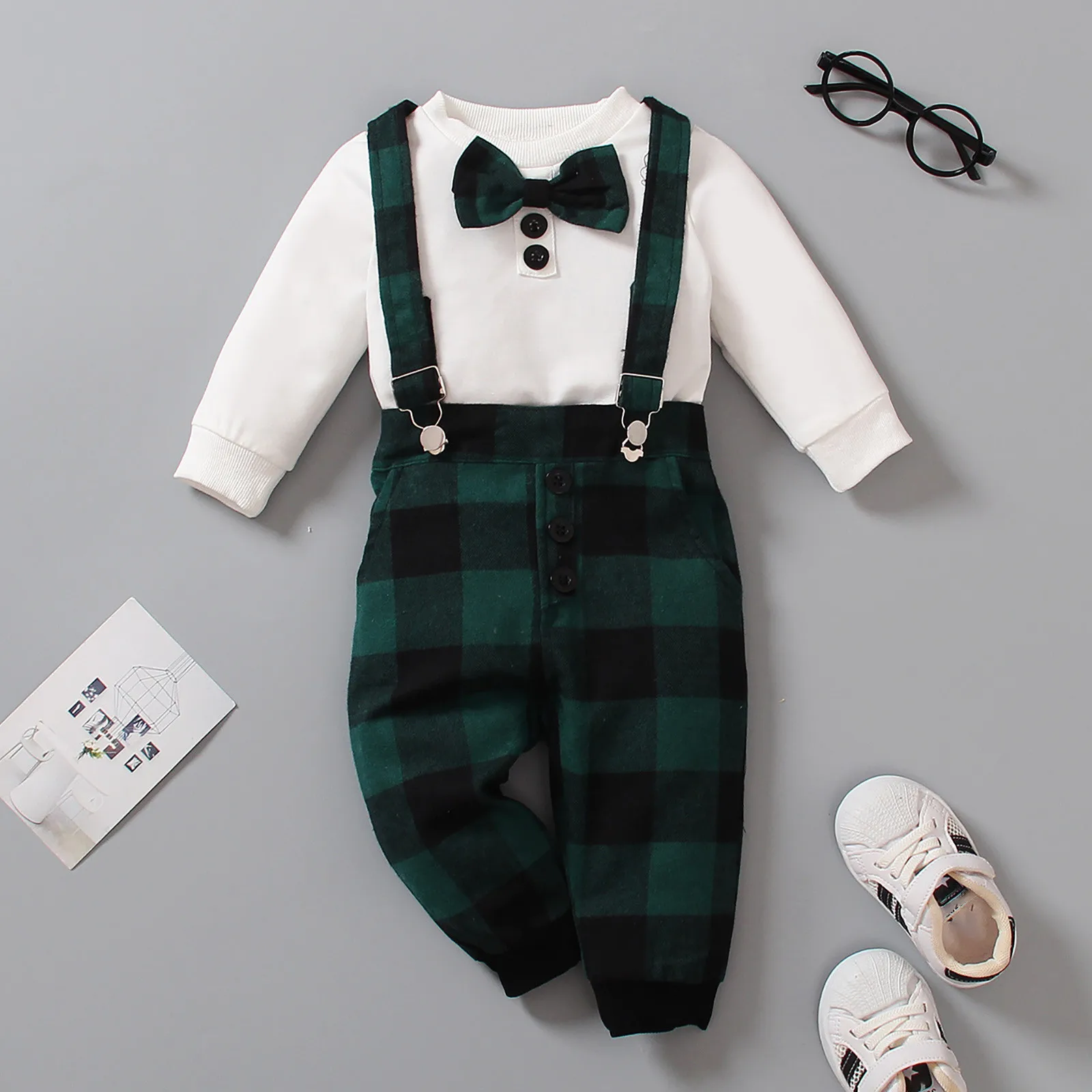 Комплекты рождественской одежды для маленьких детей мальчиков лоскутные