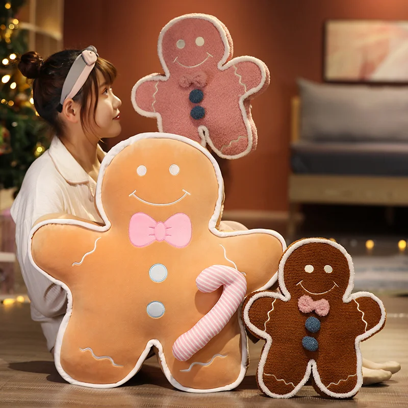 

40-70CM Cute Cartoon Gingerbread Man Plush Toys Biscuit Man Stuffed Soft Pillows Kawaii Bear Gift Happy Christmas Decor for Home