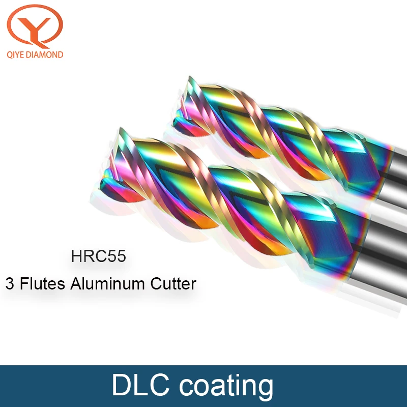 

3 Flute HRC55 Carbide End Mills Tungsten Carbide End Mills DLC Coated Acrylic Wood Copper Plastic Cutter CNC Milling Cutter