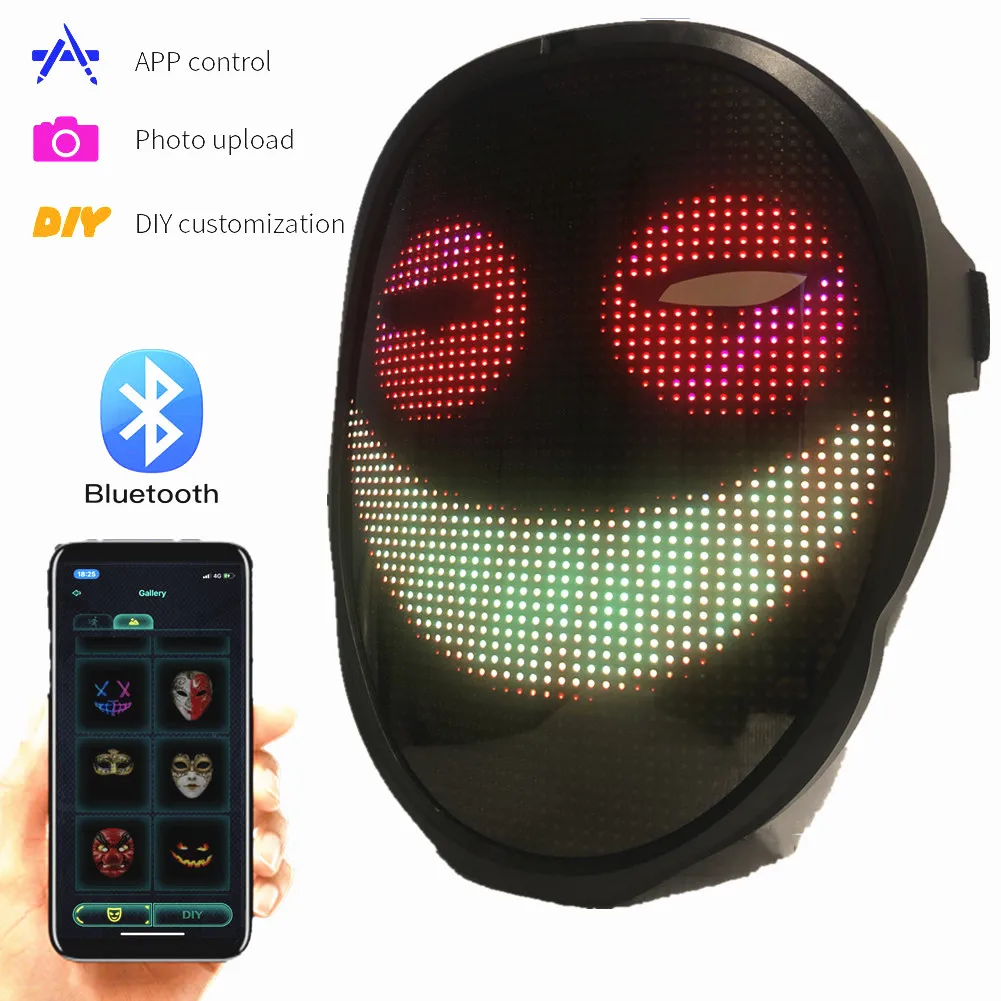 Светодиодные лампы RGB с Bluetooth 2074 светящаяся маска для вечеринки сделай сам