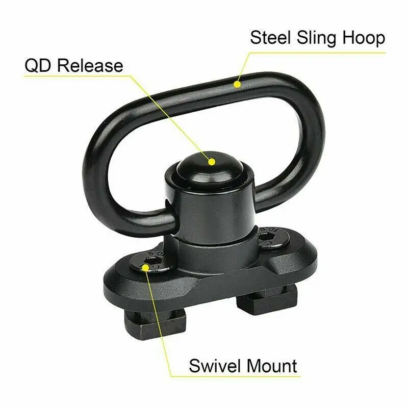 M-Lok Quick Detach Release Sling Buckle with Swivels Stud QD Strap Rail Mount Adapter Ring Outdoor Hunting Accessories images - 6