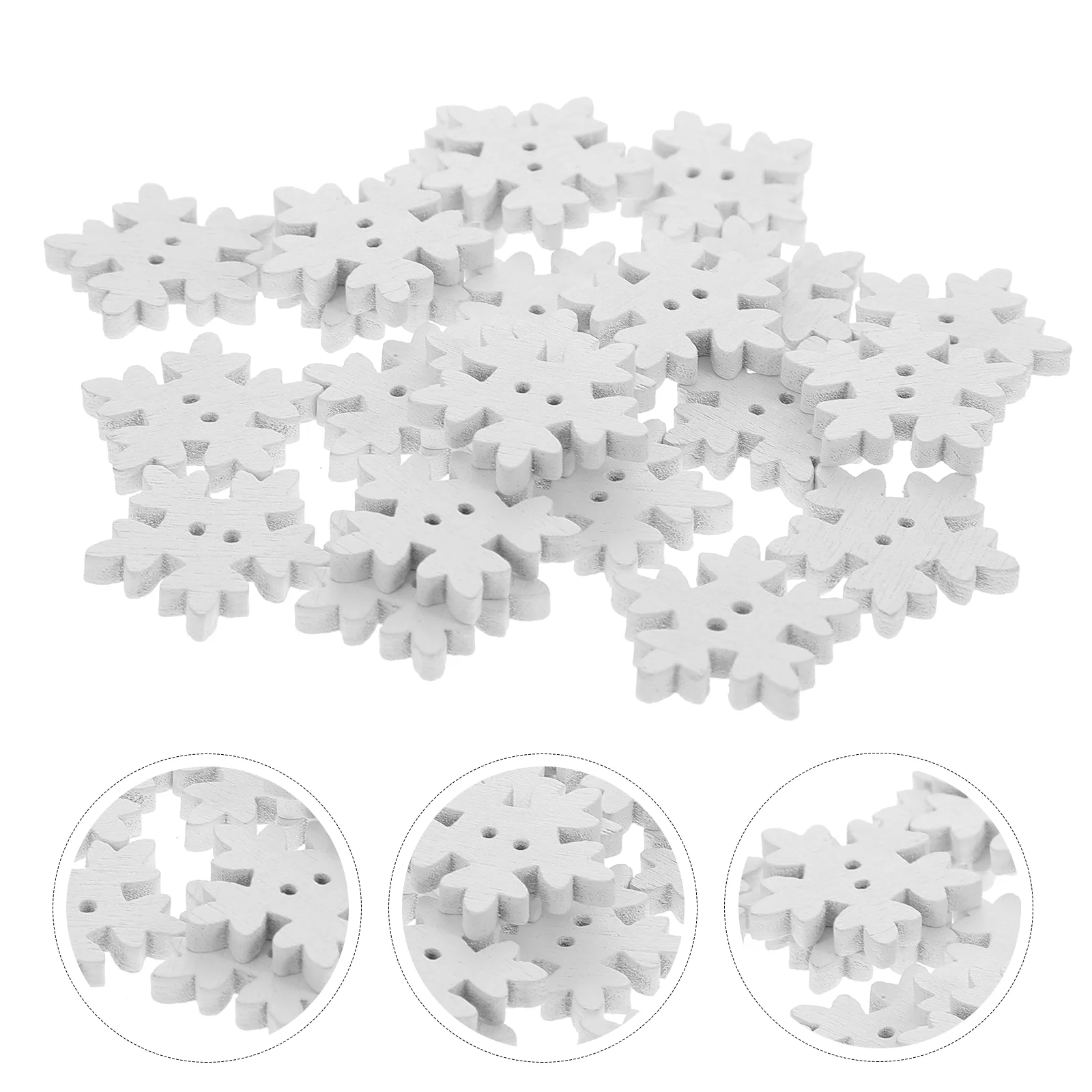 

Buttons Snowflake Button Snowflakes Wooden Sewing Christmas Embellishments Crafts Decorationholes White 2 Wood Embellishment 4