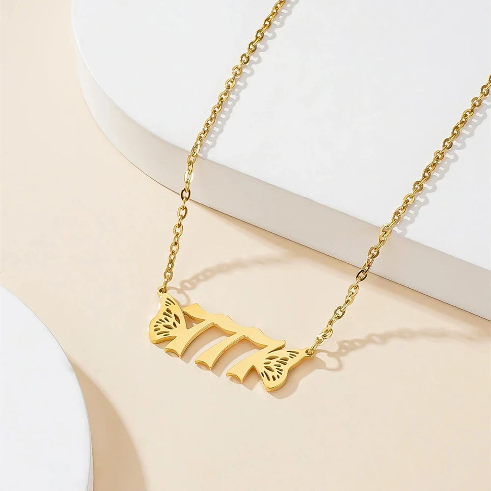 

Angel Number Necklace 000-999 Lucky Number Stainless Steel Chain Necklace for Men Women Steel Color 18K Gold Color Jewelry Gift