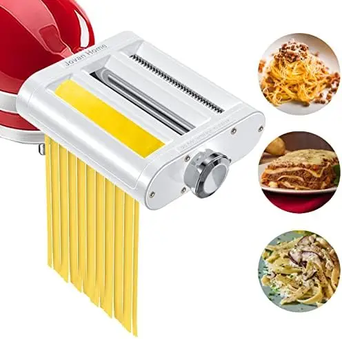 

Maker Attachment for KitchenAid Stand Mixers 3 in 1 Set Includes Pasta Roller Spaghetti & Fettuccine , Pasta Attachment for Woo