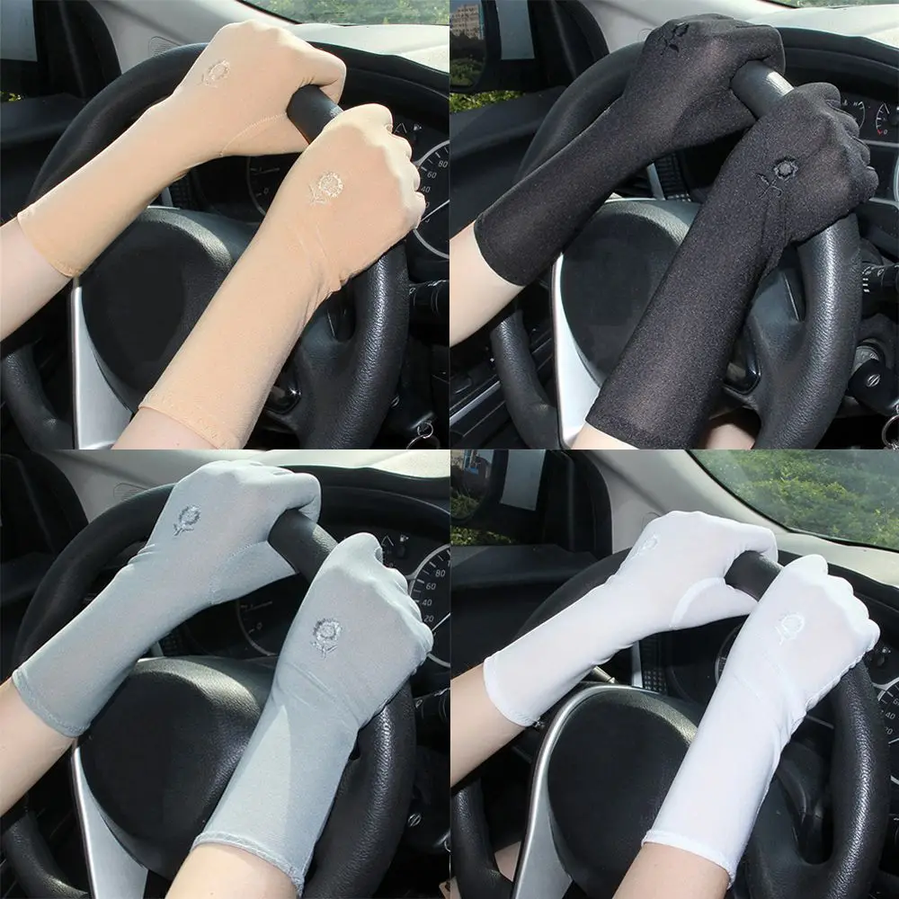 

Summer Spring Slip Resistant Thin Mid-long Etiquette Gloves Driving Gloves Anti UV Sunscreen Gloves