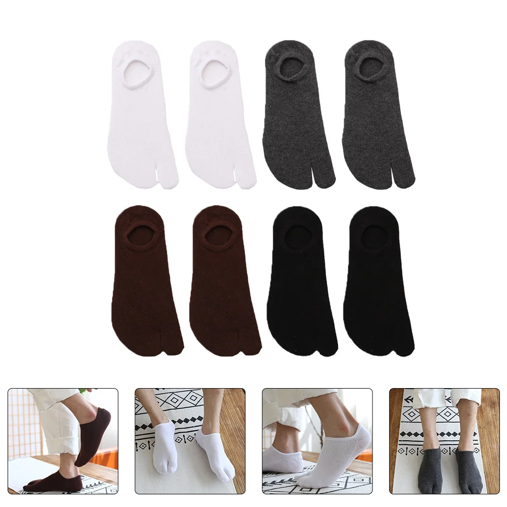 

4 Pairs Toe Socks Women Men's Cotton Tabi Separating Absorb Sweat Thin Summer Ship Man