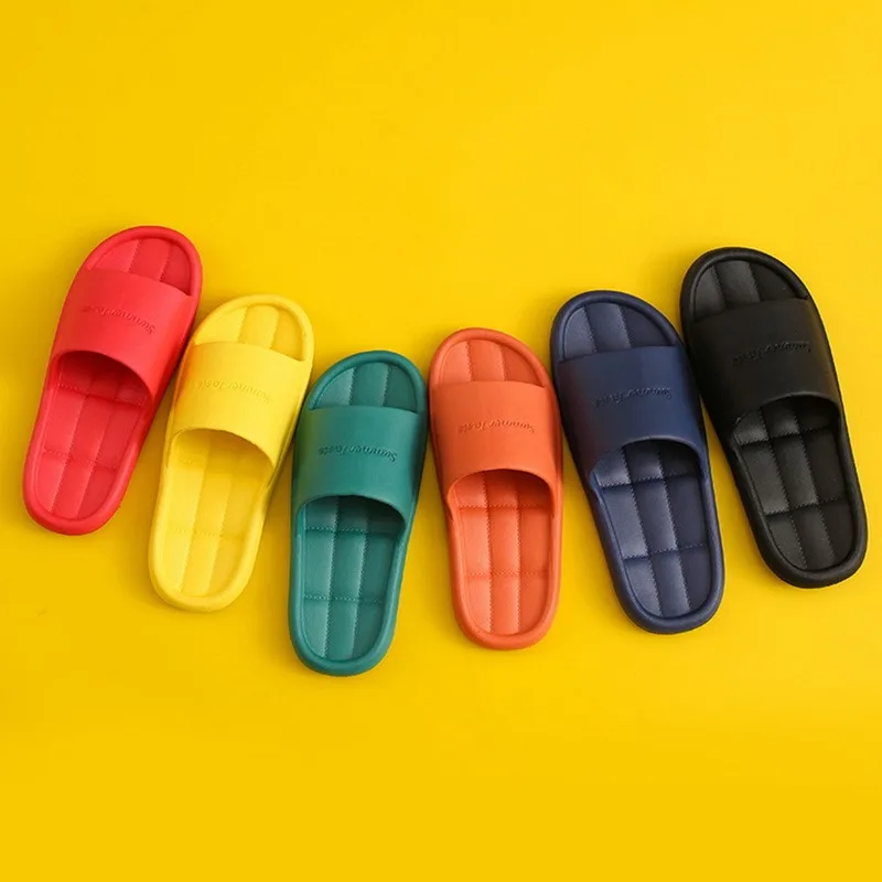 

2022 Non-slip Home Slippers Men Women Bathroom Footwear Unisex Flip Flops Summer House Sandals Flat Shoes