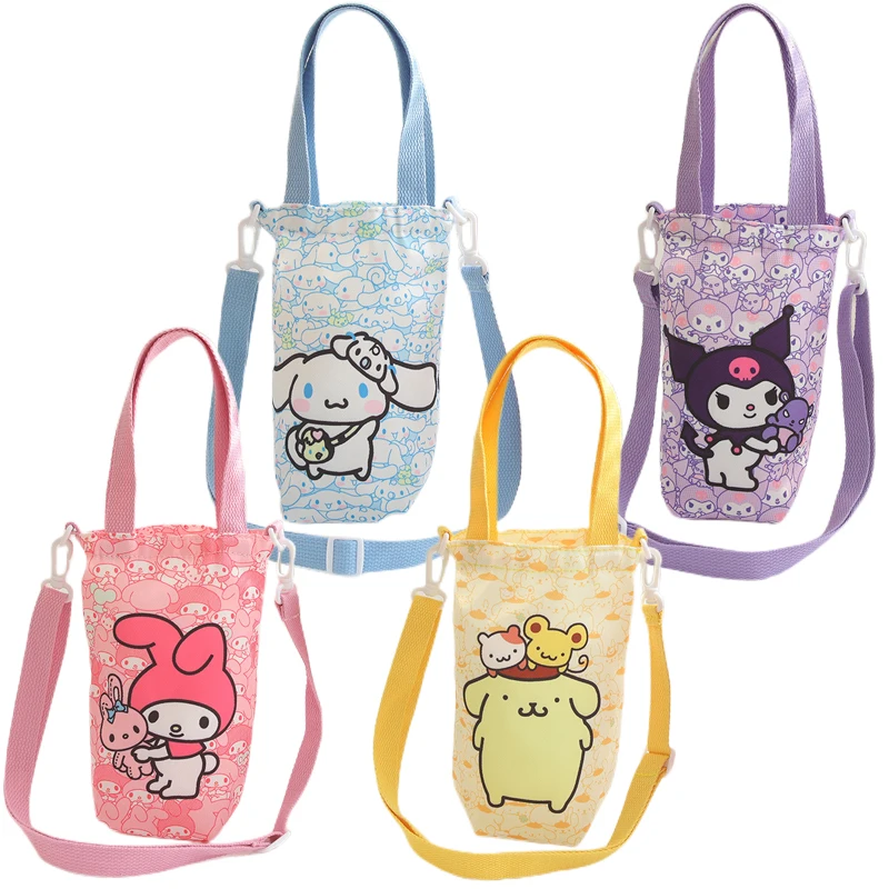 

Sanrios My Melody Kuromi Cinnamoroll HelloKittys Холщовая Сумка, Сумка через плечо, портативная бутылка для воды, термос, чашка, сумки для хранения