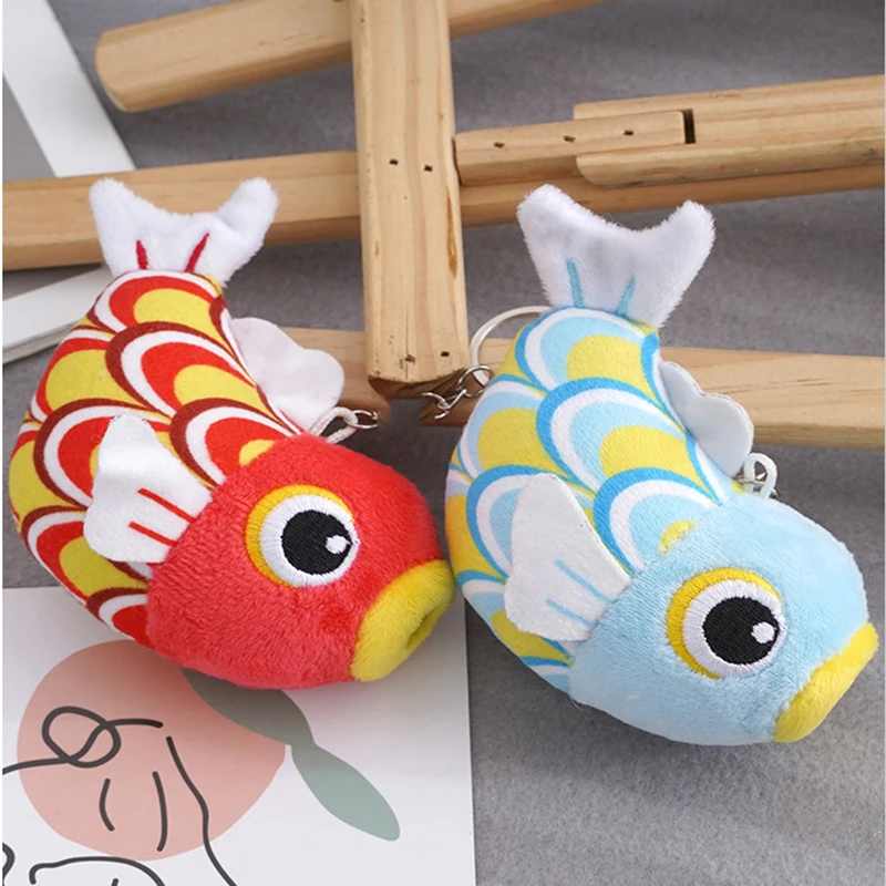

9CM Cartoon Cute Little Carp Pendant Doll Plush Toy Koi Fish Cloth Doll Schoolbag Charm Keychain Kid Little Fish Animal Doll
