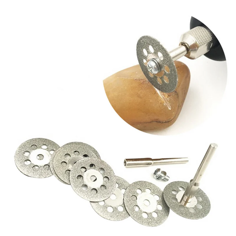 

10Pcs 22mm Mini Sharp Diamond Cut Off Rotary Tool Cutting Disc Disks DIY Tools Accessories For Dremel with 2Pcs rod