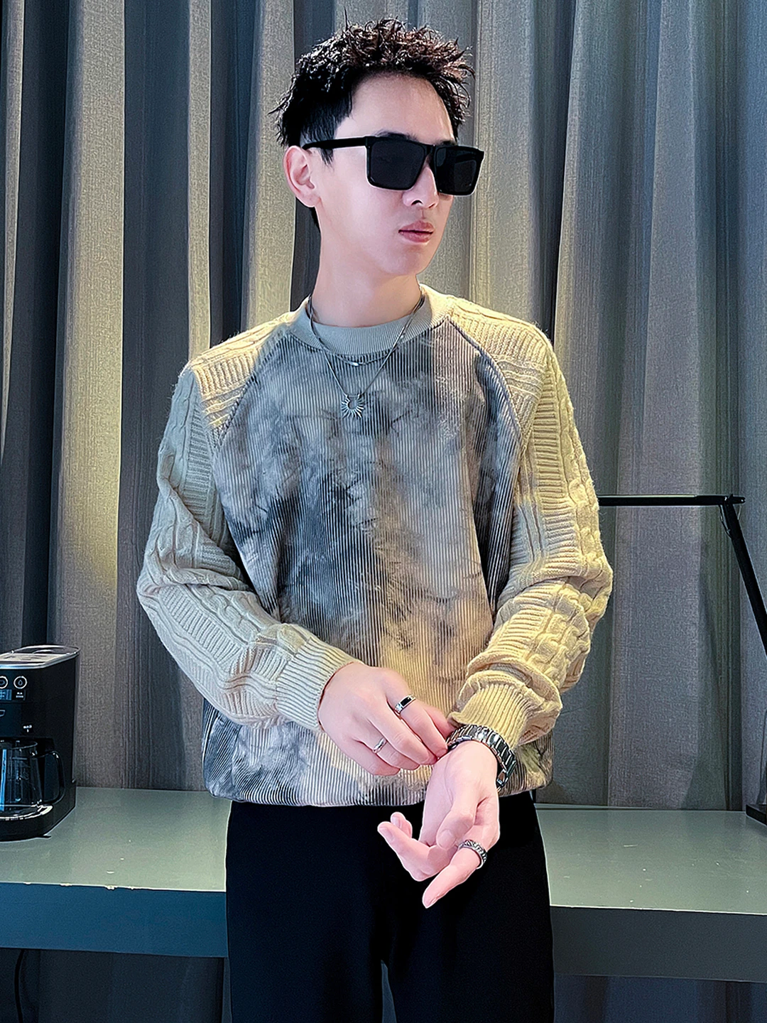 Свитер Pu Shuai мужской осенне-зимний свитер на флисовой подкладке хлопковый