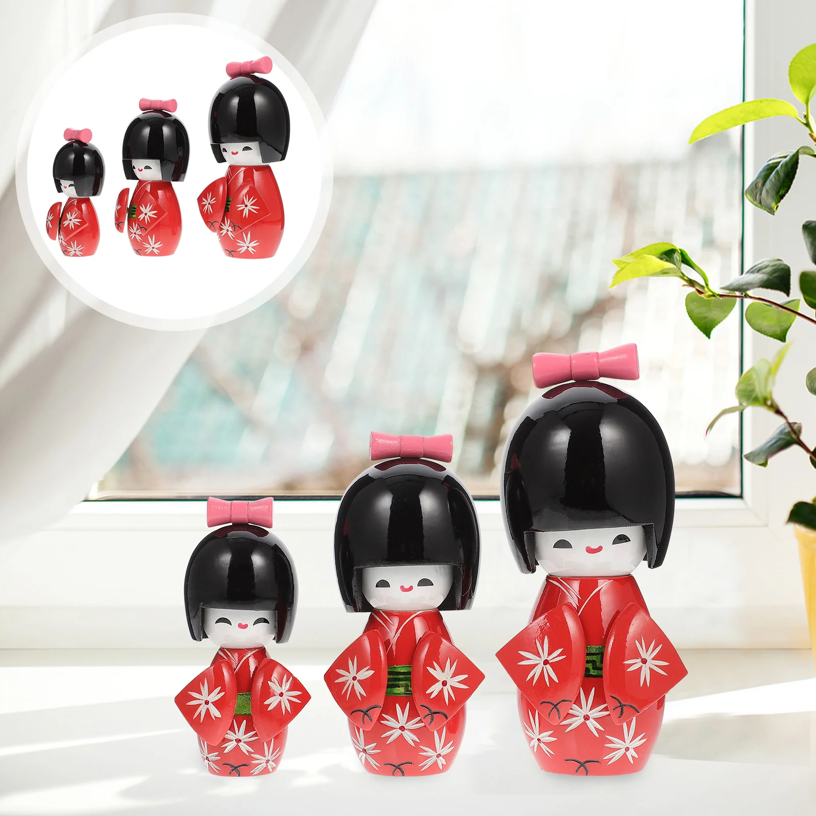 

3pcs Kimono Japanese Figurine Desktop Ornament Home Decor