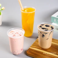 50pcs disposable boba tea cup transparent plastic cups 500ml 700ml ice cream milk tea yogurt jucie coffee beverage cups