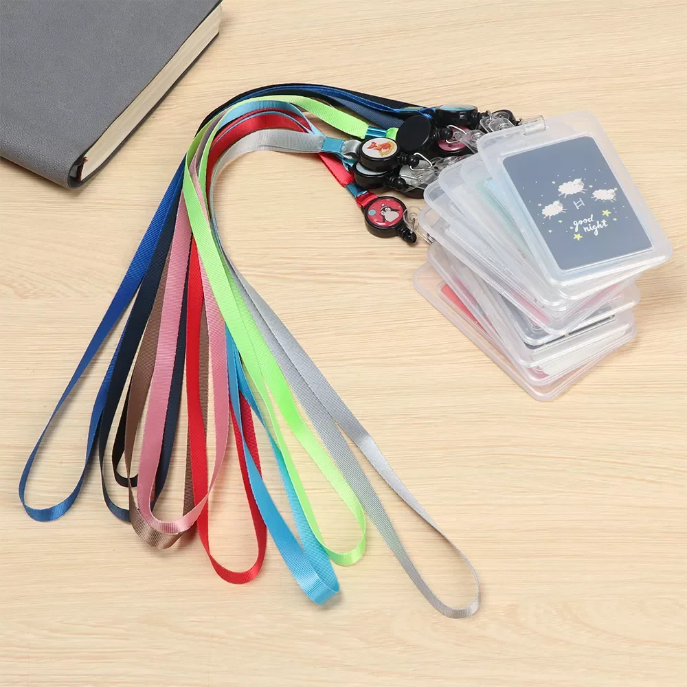 

Cartoon Cute Retractable Name Badge Holder Work Card Bank Credit Card ID Business Case Students Bus Card Case With Lanyard