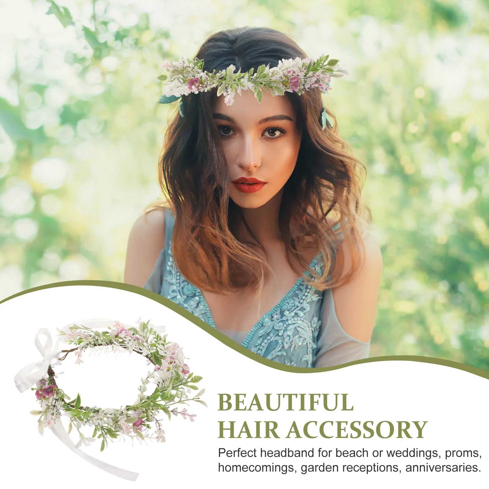 Искусственная цветочная корона свежий венок невесты повязка на голову свадебная