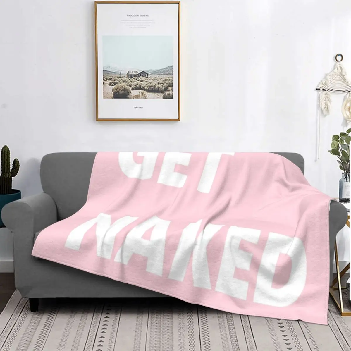 

Get Naked-colcha de 3 mantas para cama, alfombra a cuadros, manta doble de Anime, colchas para camas