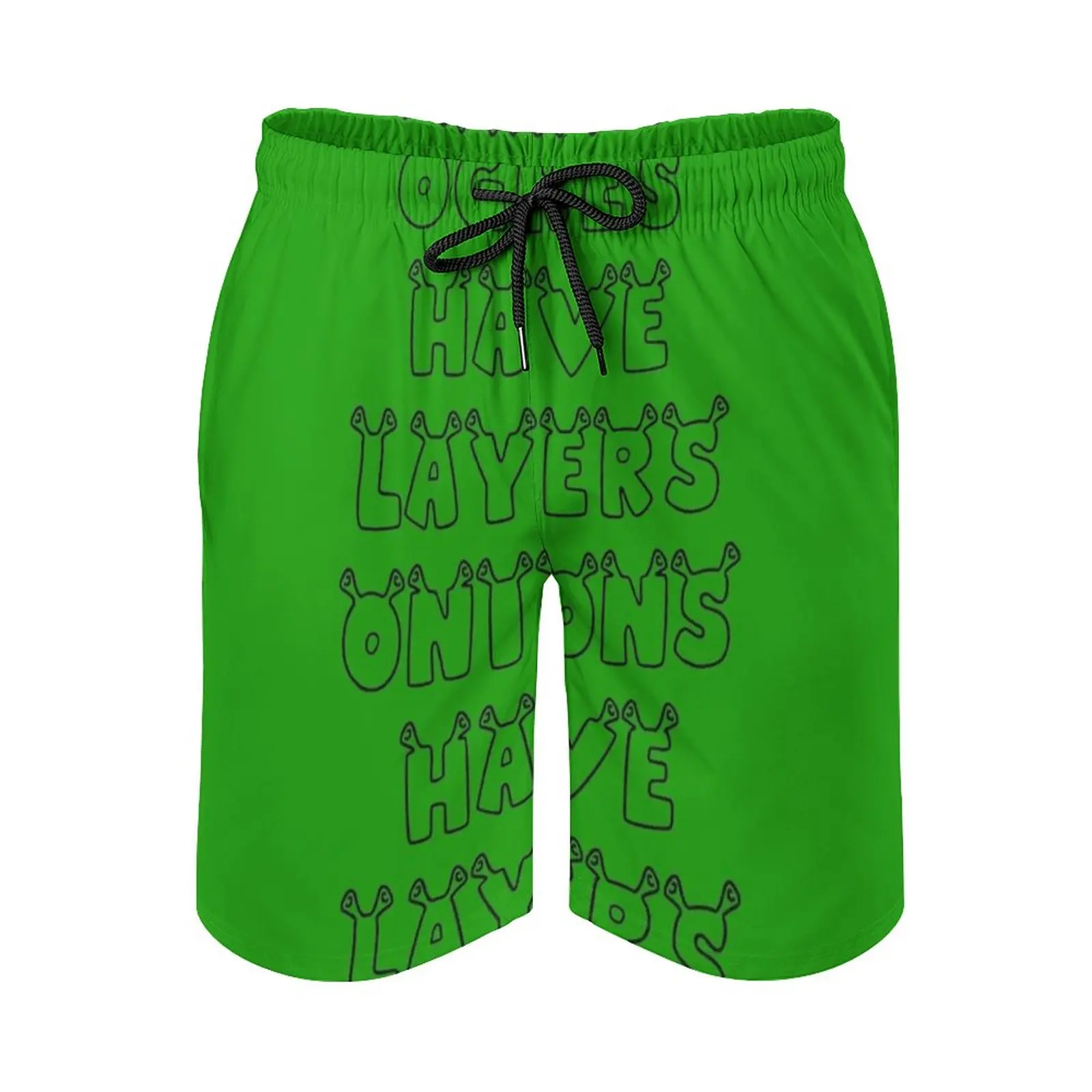 

Ogres Have Layers Onions Have Layers Shrek Print Swim Beach Board Shorts Swimsuit Loose Men's Trunks Breathable Shrek Christmas